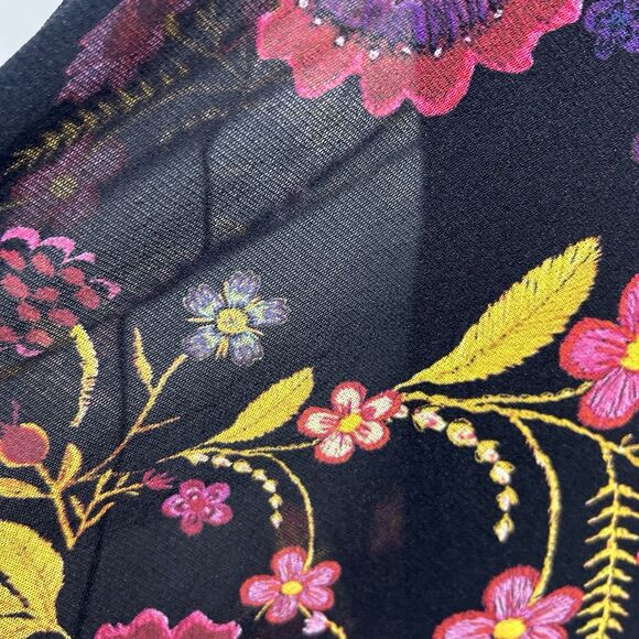 Fuzzi Floral Print Black Multicolored Surplice Midi Dress Sz XL Feminine Y2K - Picture 12 of 16